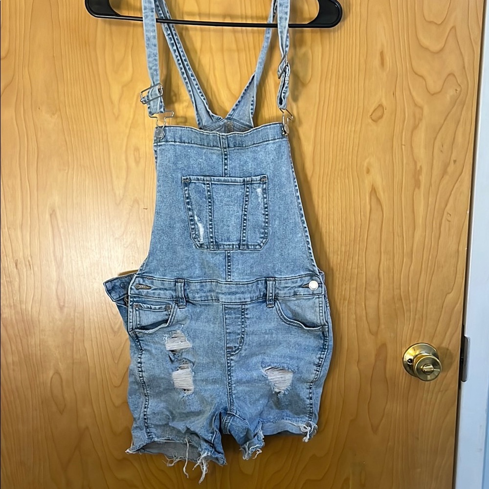 Distressed Denim Overalls